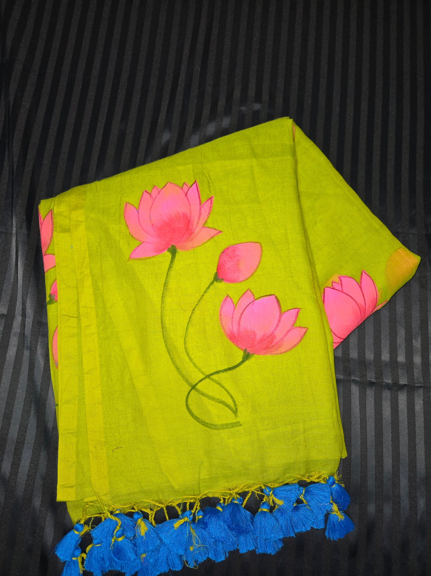 Lotus handpainted Mulcotton Saree