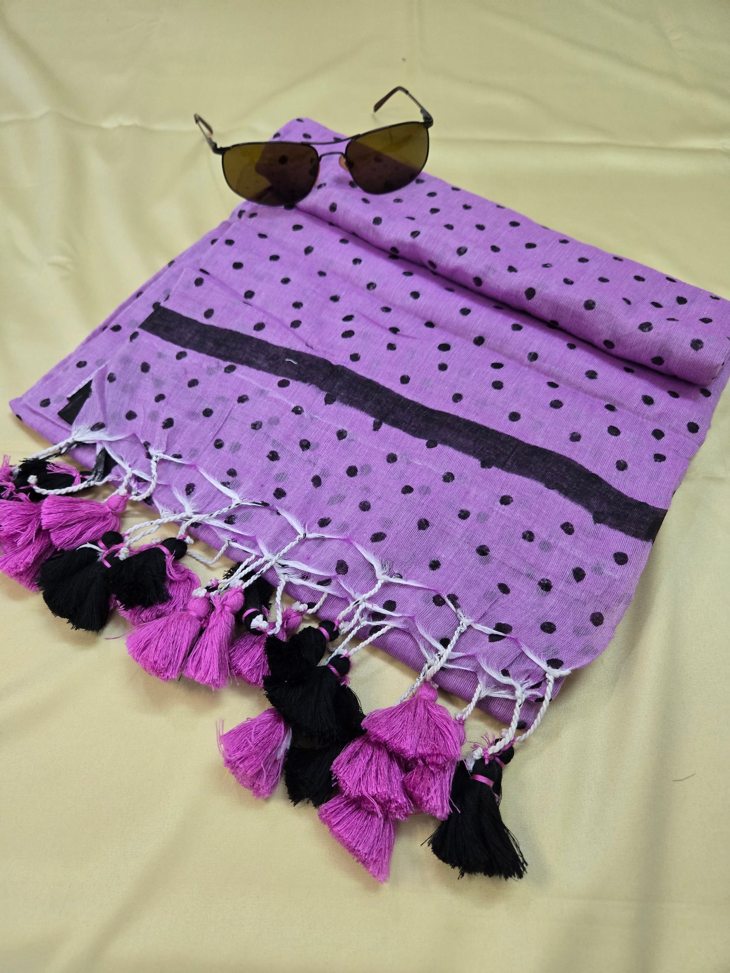 Small Polka Dots mulcotton saree