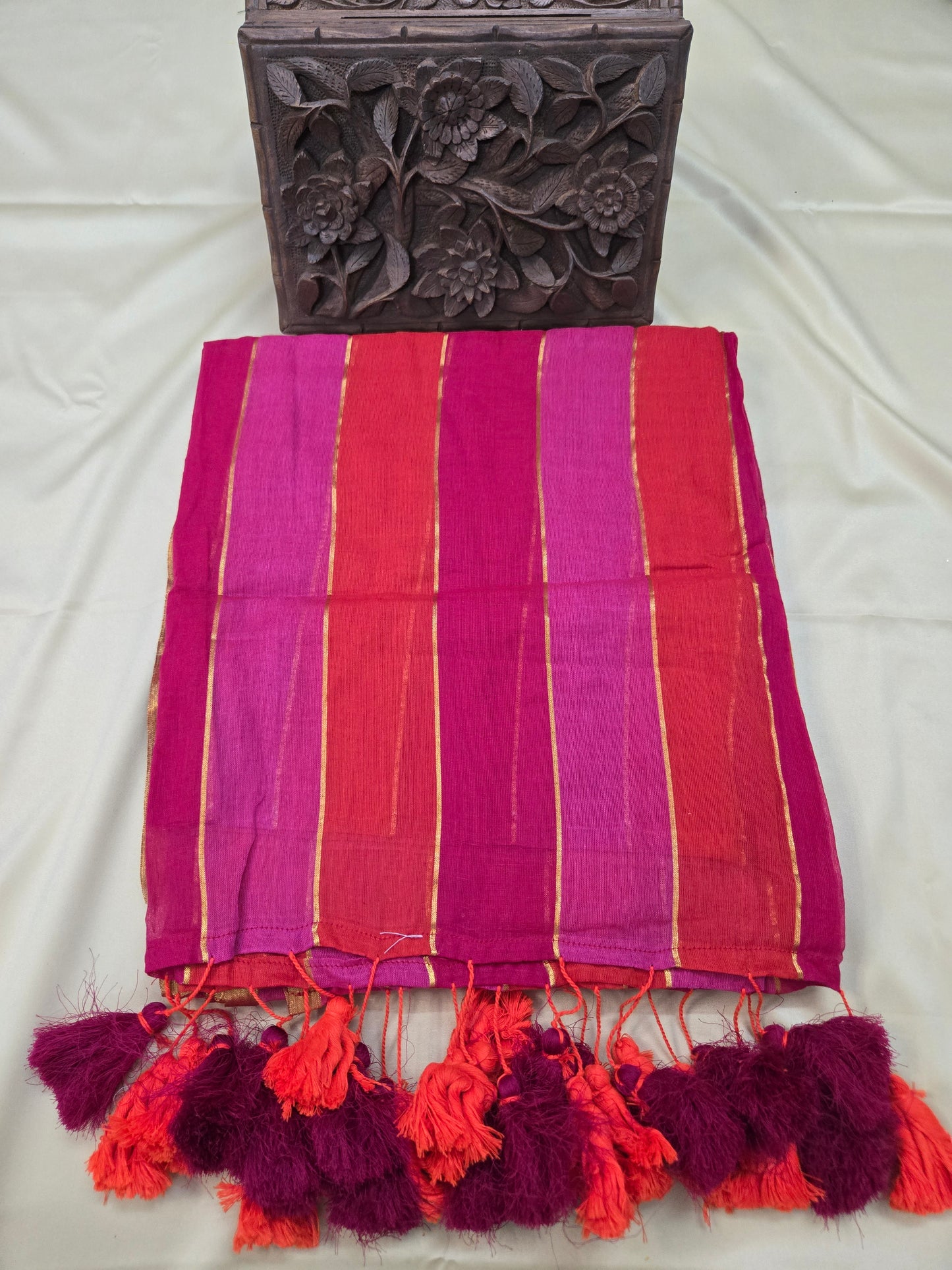 Mulcotton Zari Stripe Saree