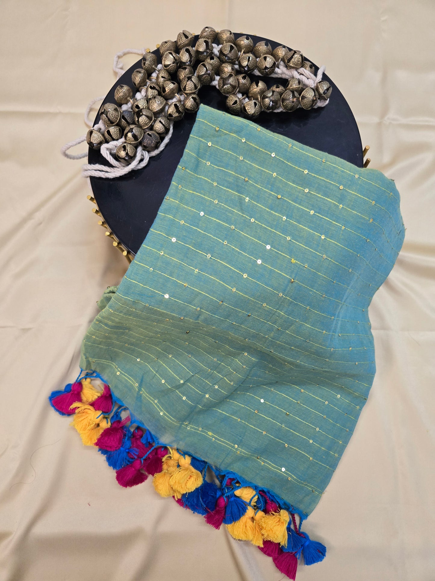 Mulcotton small sequence saree