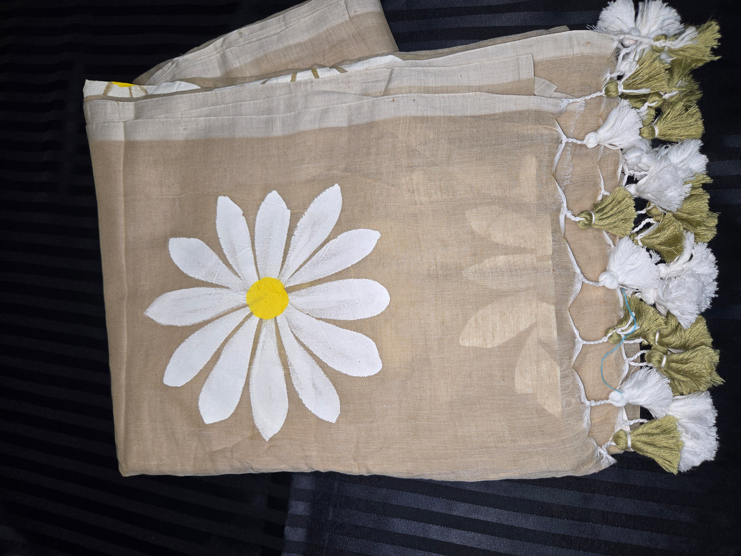 SunFlower Hand Painted Mulcotton Saree