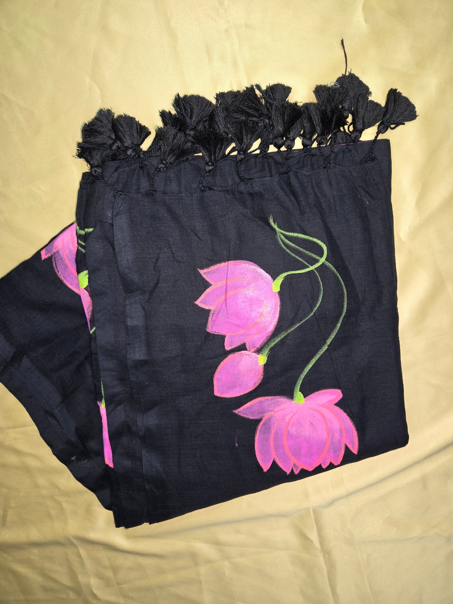 Lotus handpainted Mulcotton Saree