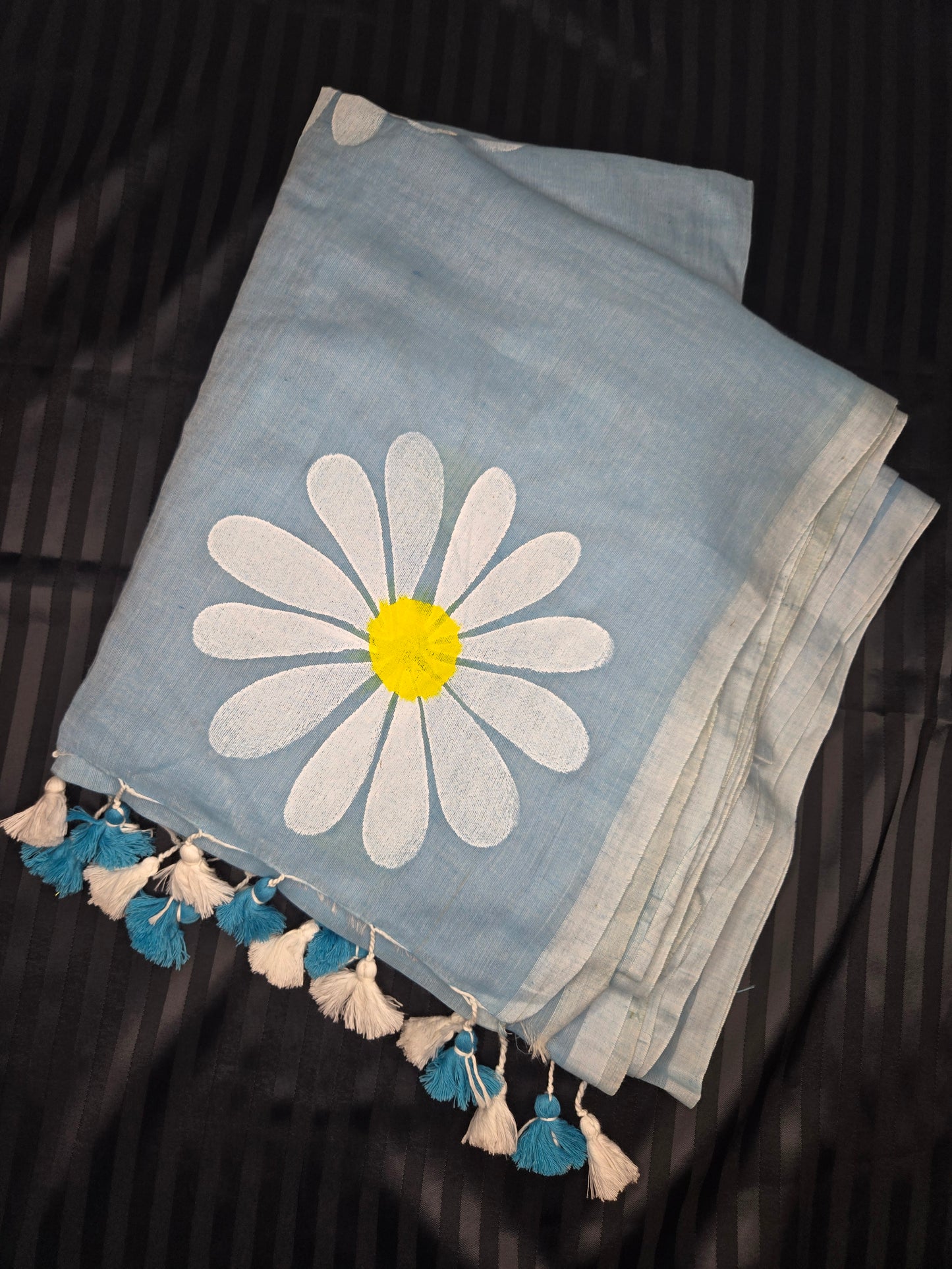 SunFlower Hand Painted Mulcotton Saree