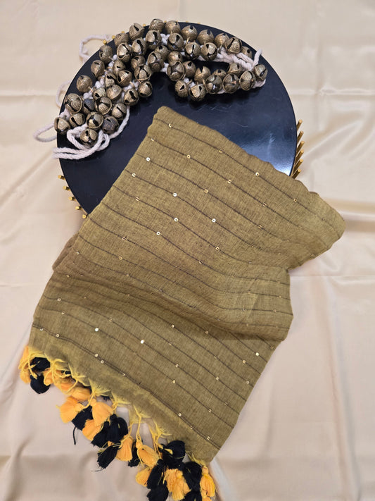 Mulcotton small sequence saree