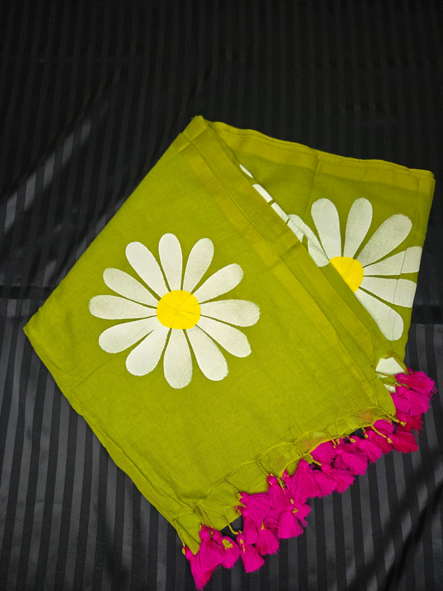 SunFlower Hand Painted Mulcotton Saree