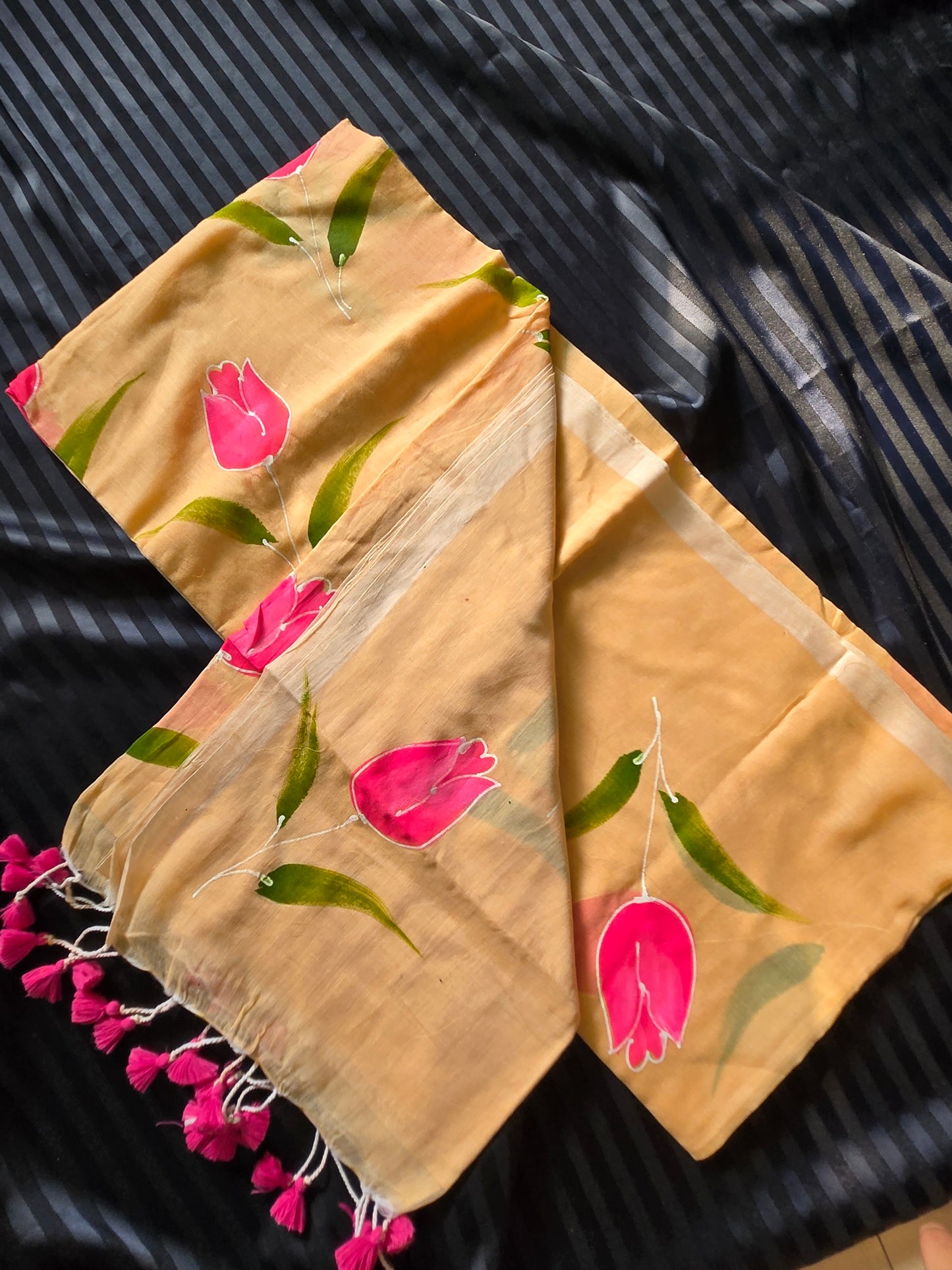 Tulip Handpainted Mulcotton Saree