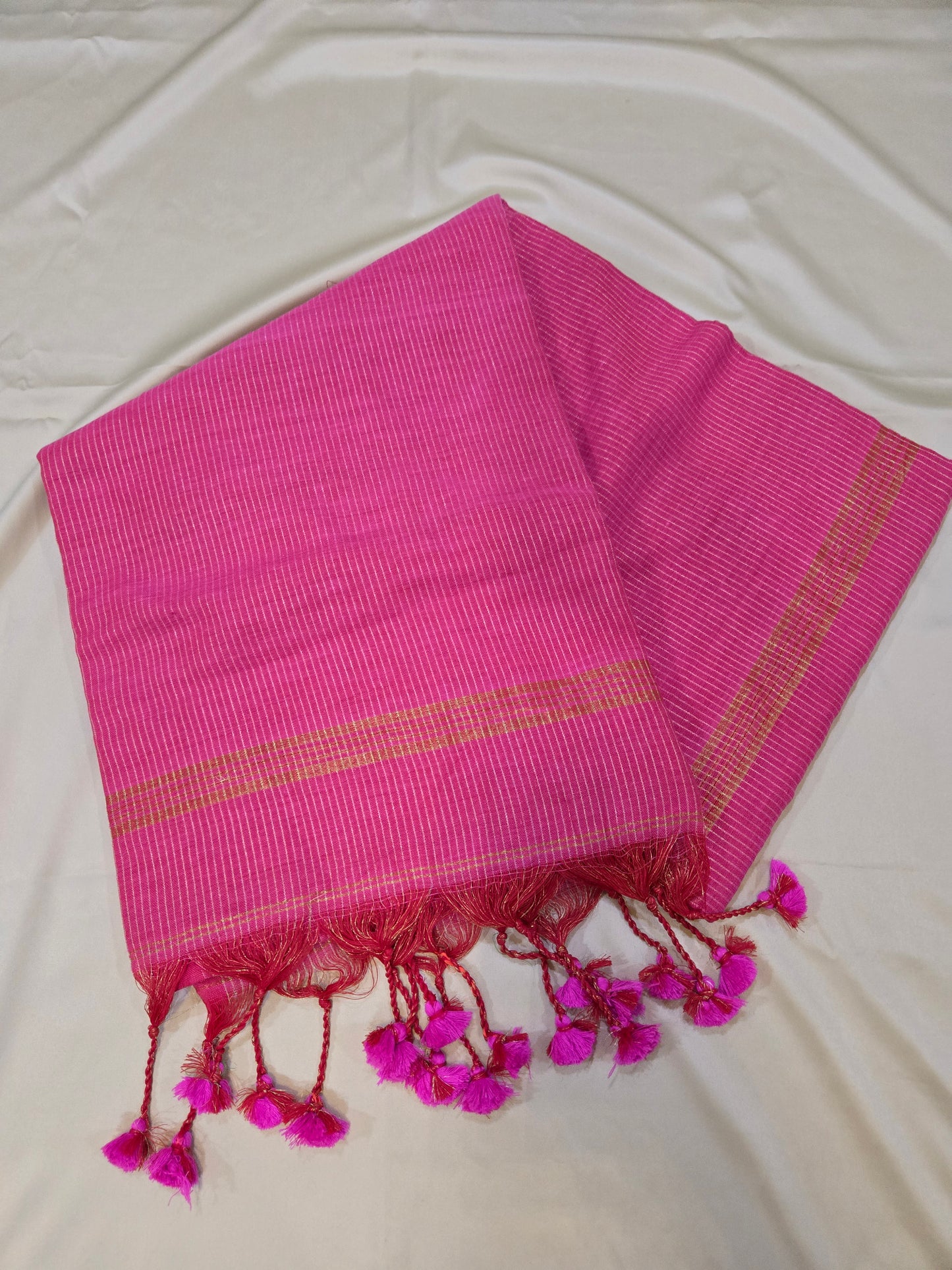 Khadi cotton with golden stripes