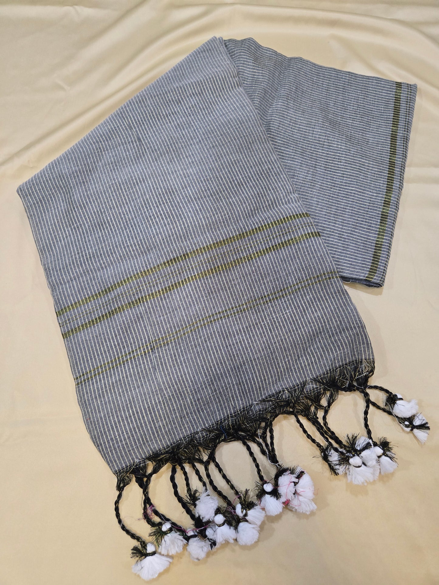 Khadi cotton with golden stripes